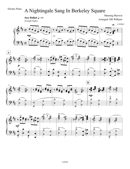 A Nightingale Sang In Berkeley Square Electric Piano Sheet Music
