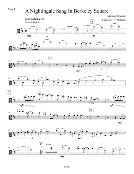 A Nightingale Sang In Berkeley Square Viola 1 Sheet Music