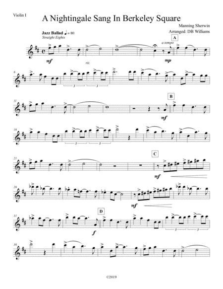 A Nightingale Sang In Berkeley Square Violin 1 Sheet Music