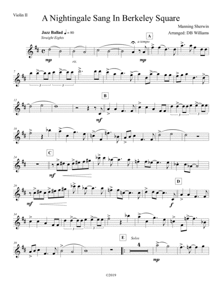 A Nightingale Sang In Berkeley Square Violin 2 Sheet Music