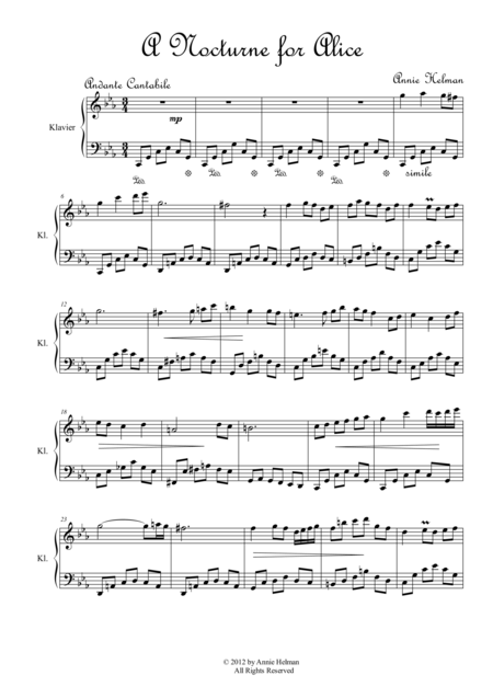 A Nocturne For Alice Sheet Music