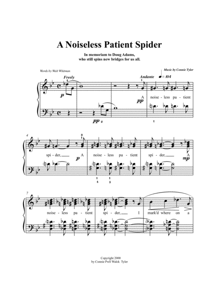 Free Sheet Music A Noiseless Patient Spider