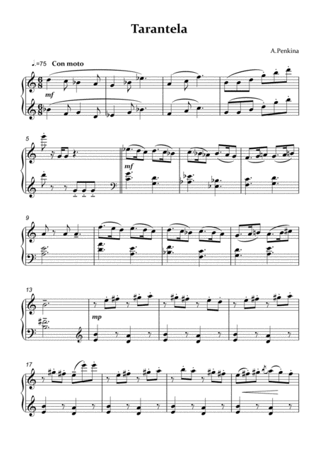 A Penkina Tarantela Sheet Music