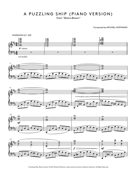 A Puzzling Ship Piano Version From Brain Brawn Sheet Music