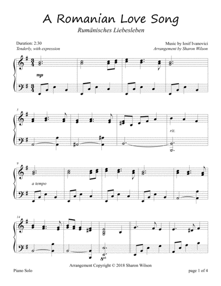 A Romanian Love Song Rumnisches Liebesleben For Piano Solo Sheet Music