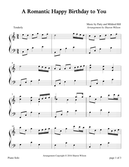 Free Sheet Music A Romantic Happy Birthday To You Piano Solo
