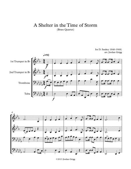 Free Sheet Music A Shelter In The Time Of Storm Brass Quartet