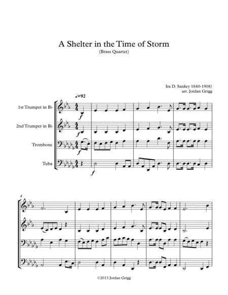 A Shelter In The Time Of Storm Brass Quartet Sheet Music