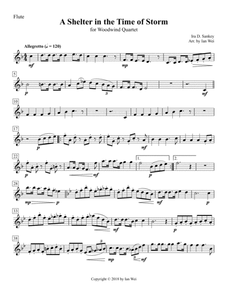 A Shelter In The Time Of Storm For Woodwind Quartet Sheet Music