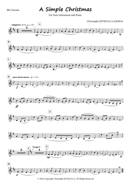 A Simple Christmas For Solo Instrument And Piano Clarinet And Piano Sheet Music