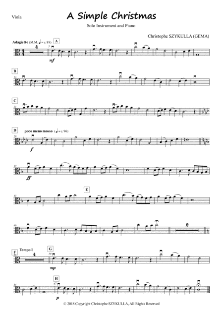 A Simple Christmas For Solo Instrument And Piano Viola And Piano Sheet Music