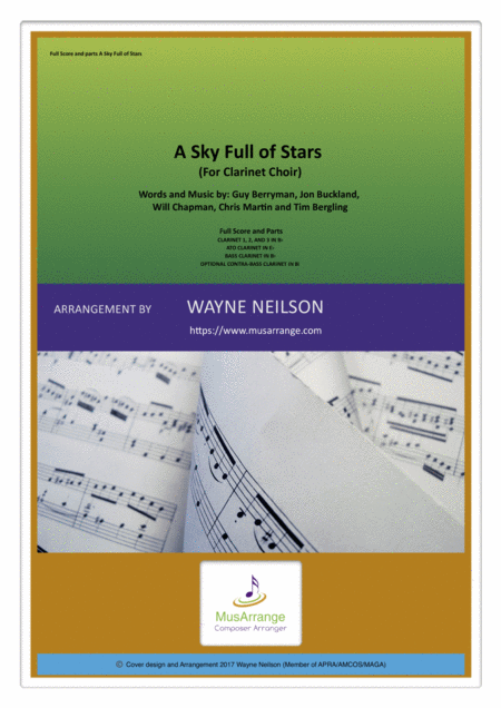 Free Sheet Music A Sky Full Of Stars For Clarinet Choir