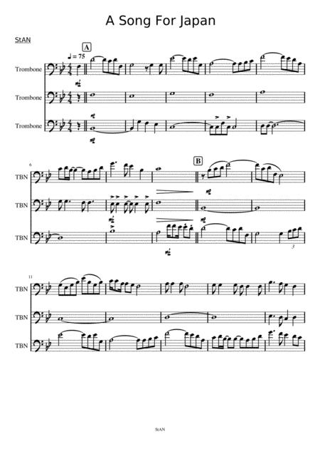 A Song For Japan Trombone Trio Sheet Music