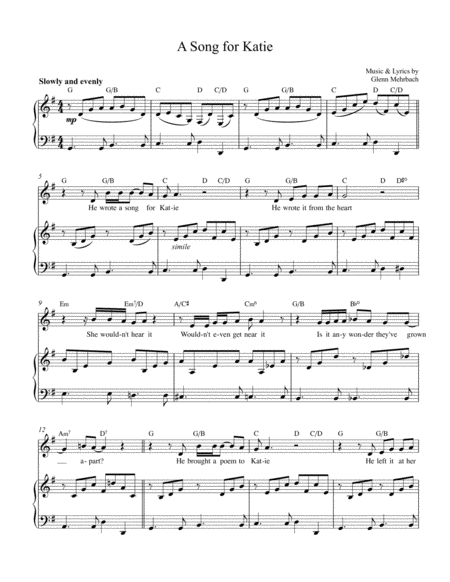 A Song For Katie Sheet Music