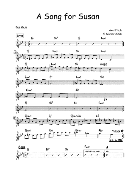 A Song For Susan Sheet Music