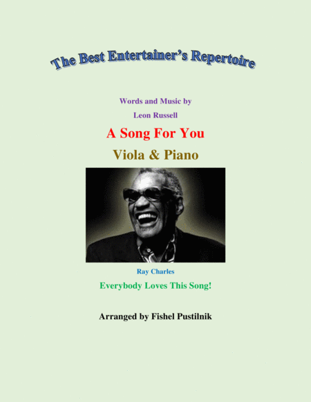 Free Sheet Music A Song For You For Viola And Piano Jazz Pop Version