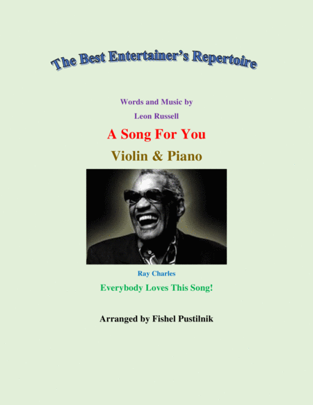 A Song For You For Violin And Piano Jazz Pop Version Sheet Music