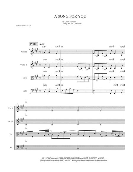 A Song For You String Quartet Sheet Music