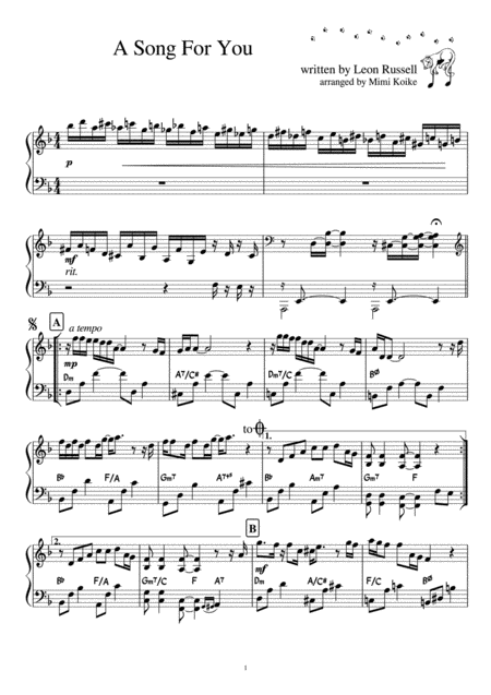 Free Sheet Music A Song For You