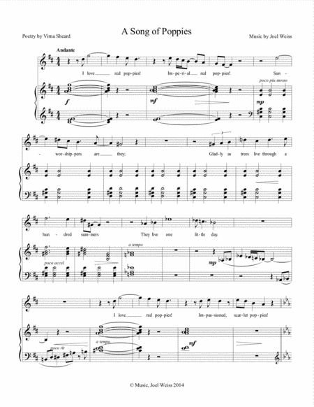 A Song Of Poppies Sheet Music