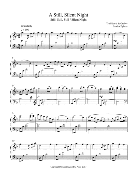 Free Sheet Music A Still Silent Night