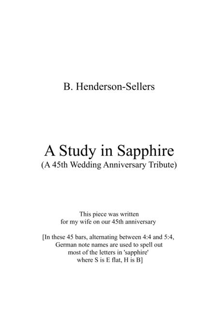 A Study In Sapphire A 45th Wedding Anniversary Tribute Sheet Music