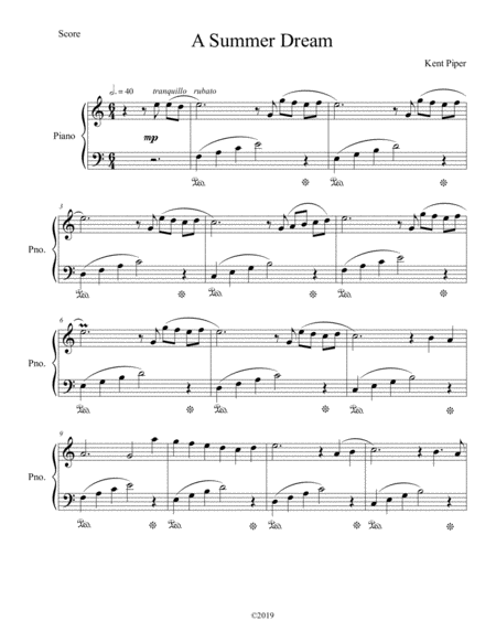 Free Sheet Music A Summer Dream