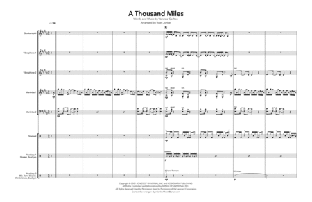 A Thousand Miles Vanessa Carlton For Percussion Ensemble Sheet Music