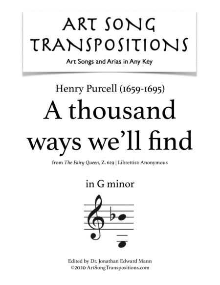 A Thousand Ways We Will Find Transposed To G Minor Sheet Music