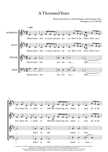 Free Sheet Music A Thousand Years Arranged For A Cappella Community Choir