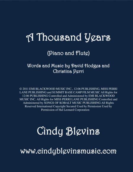 A Thousand Years Arranged For Piano And Flute Sheet Music