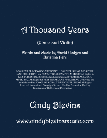 A Thousand Years Arranged For Piano And Violin Sheet Music