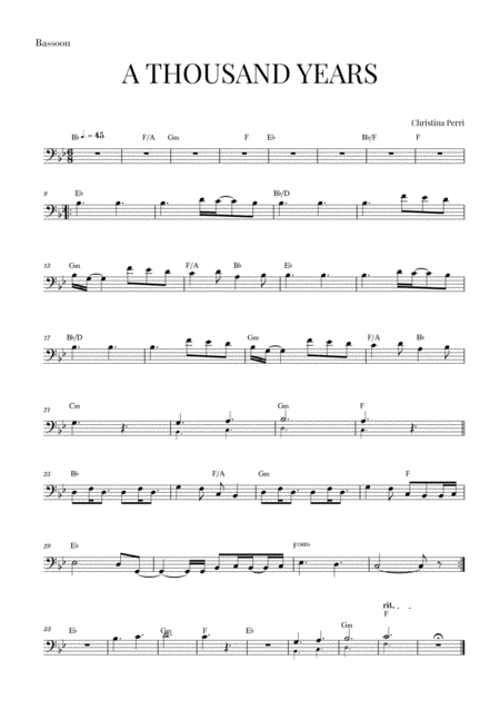 A Thousand Years Bassoon Sheet Music