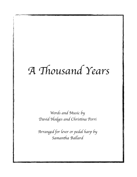 A Thousand Years Harp Solo Sheet Music