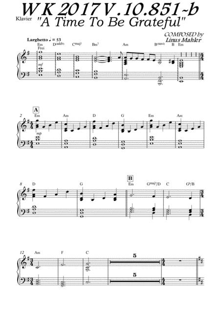 A Time To Be Grateful Piano Sheet Music