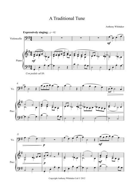 Free Sheet Music A Traditional Tune