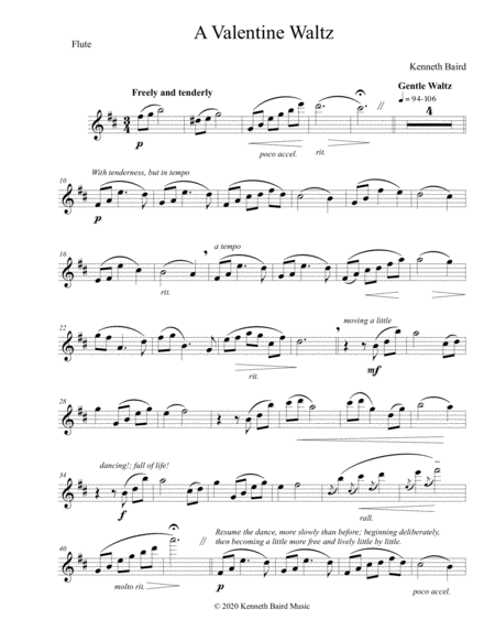 Free Sheet Music A Valentine Waltz For Flute And Piano