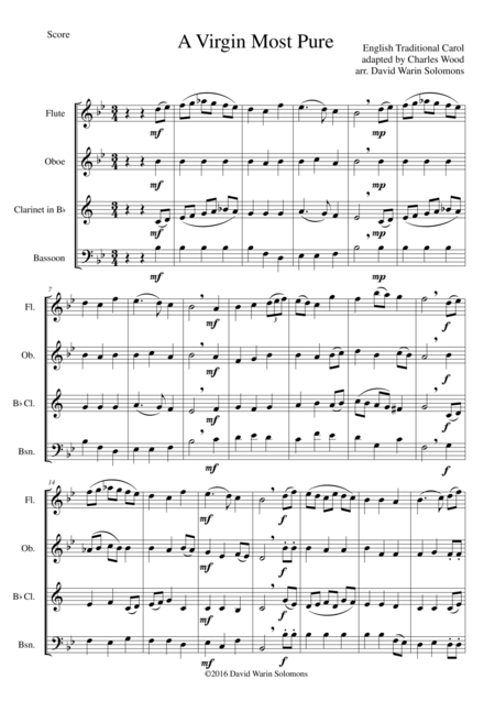 A Virgin Most Pure For Wind Quartet Sheet Music