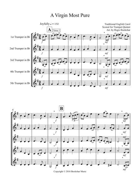 Free Sheet Music A Virgin Most Pure Trumpet Quintet