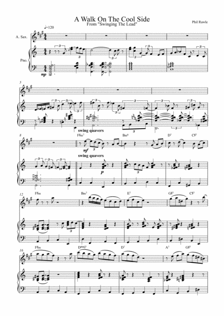 Free Sheet Music A Walk On The Cool Side Alto Sax Solo