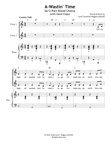 A Wastin Time 2 Part Sheet Music