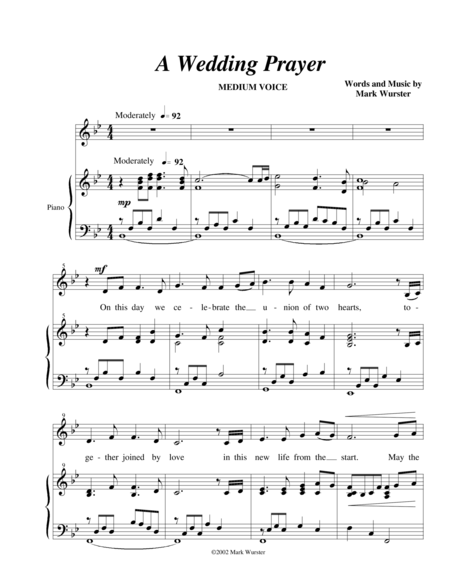 A Wedding Prayer Sheet Music