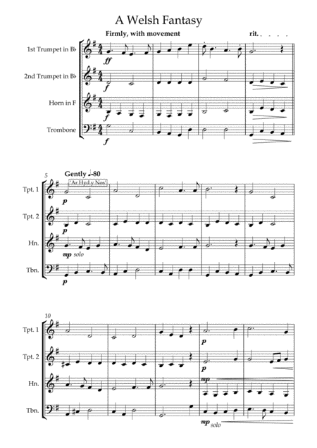 A Welsh Fantasy Brass Quartet Sheet Music