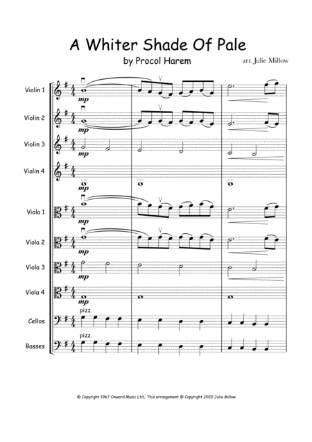 Free Sheet Music A Whiter Shade Of Pale For String Ensemble