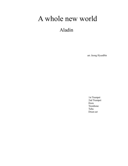 A Whole New World Brass Quintet Sheet Music