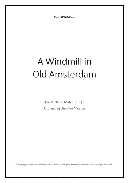 Free Sheet Music A Windmill In Old Amsterdam