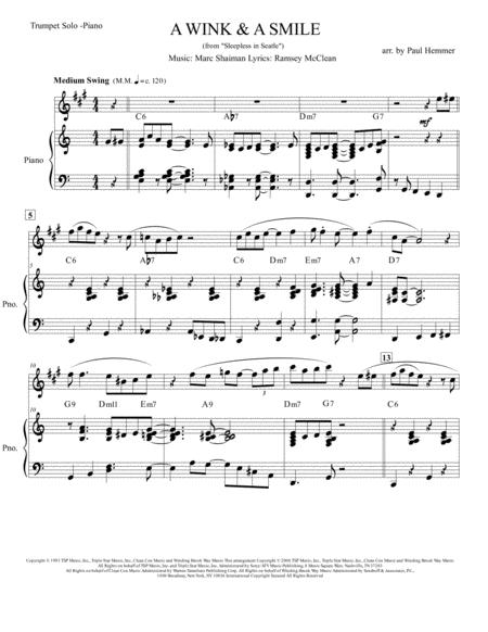 Free Sheet Music A Wink And A Smile Alto Sax Solo With Piano Acc