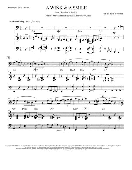 Free Sheet Music A Wink And A Smile Trombone Solo With Piano Acc