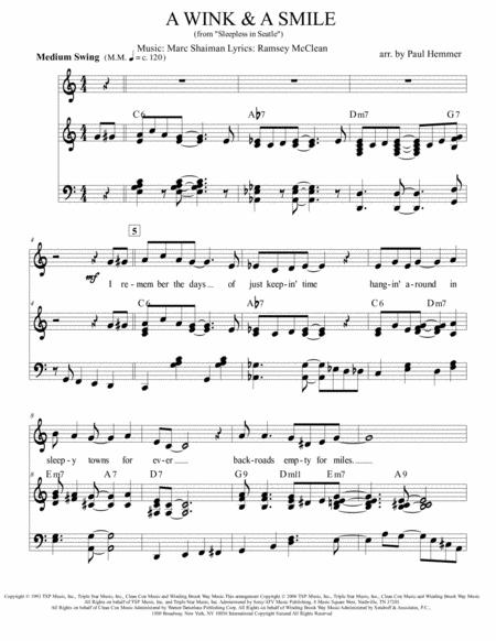 A Wink And A Smile Vocal Piano Sheet Music