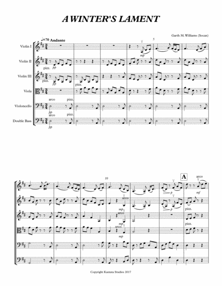 A Winters Lament For String Orchestra Sheet Music